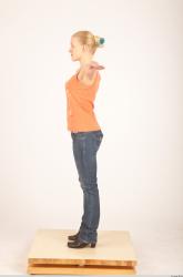 Whole Body Woman White Casual Slim Female Studio Poses